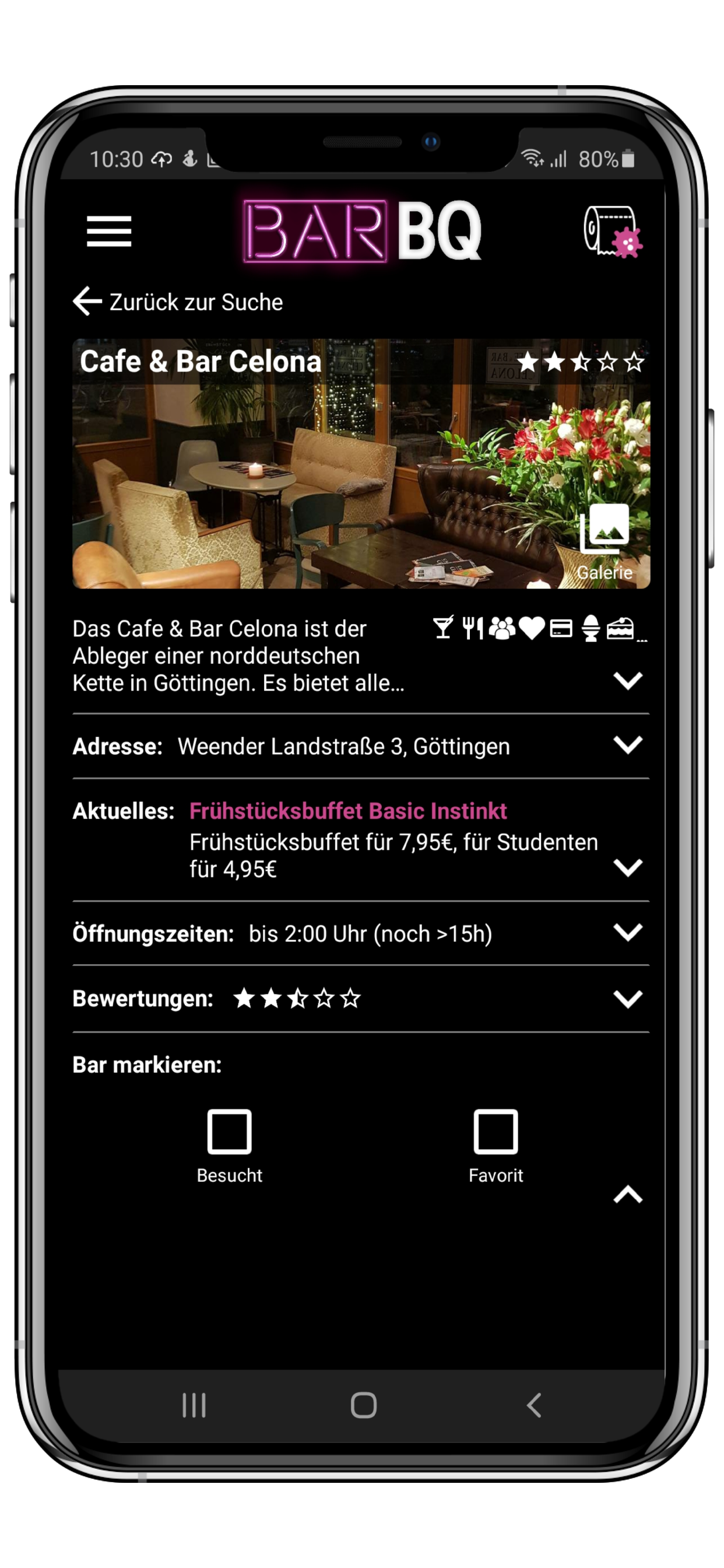BarBQ Screenshot der Bardetails